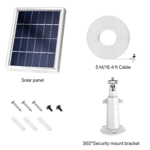 Skylety Solar Panel for Ring Spotlight Cam with Security Wall Mount, 3.6 m/ 11.8 ft Cable with Barrel Connector, 5 V/ 3.5 W (Max) Output (Not for Stick Up Cam/Arlo Cam Series) Without CAM (White)