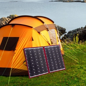 DOKIO 100W Portable Folding Monocrystalline Solar Panel Kit for Charging 12v Battery with Controller USB Output Waterproof for Camping Caravan Boat